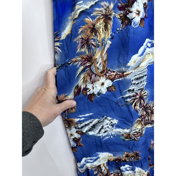 Hilo Hattie Women's Hawaiian Blue Off Shoulder Rayon Dress Size Medium - Picture 3 of 8